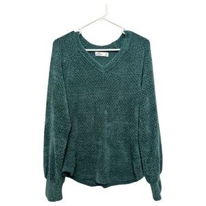 Hollister Teal V-Neck Fuzzy Sweater
